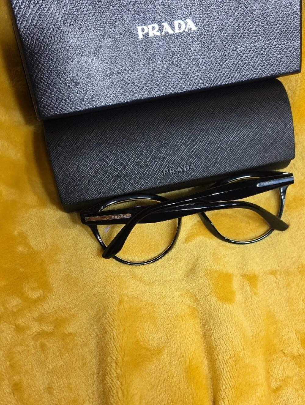 NWOT -Authentic Prada Glossy Black Cat-Eye Prescription Glasses with Black Case
